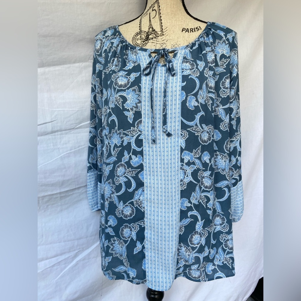 Counterparts Blue and White Floral Blouse